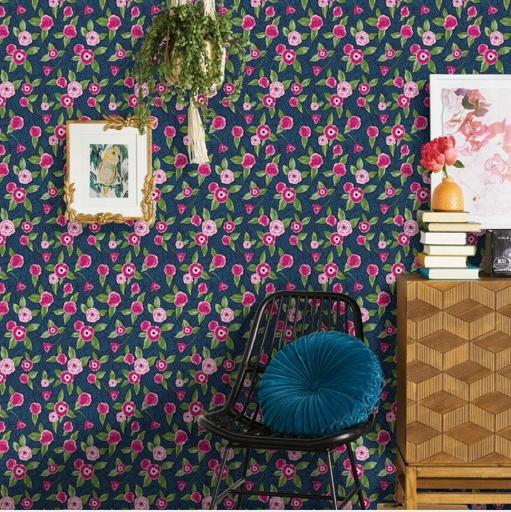 Opalhouse Marker Floral Peel & Stick Wallpaper Blue